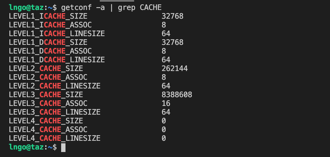 Cache size