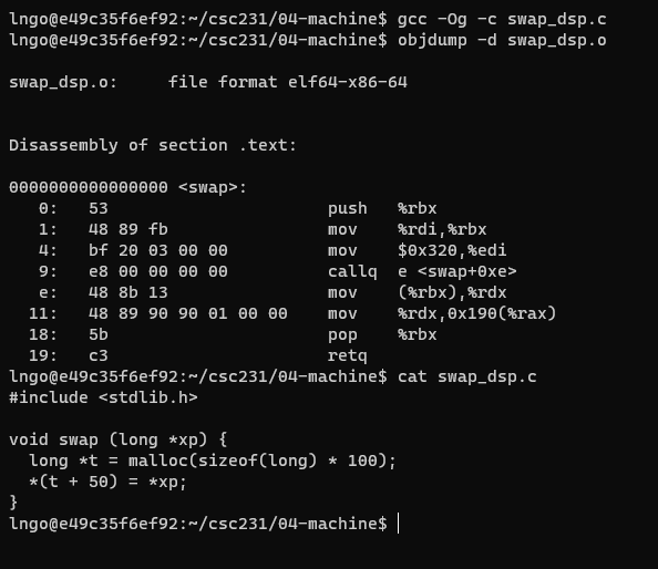 swapping position in an array via pointers